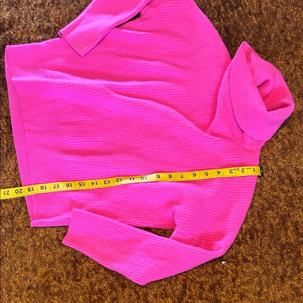 Anthropologie Bright Pink Turtleneck Sweater - Picture 2 of 6